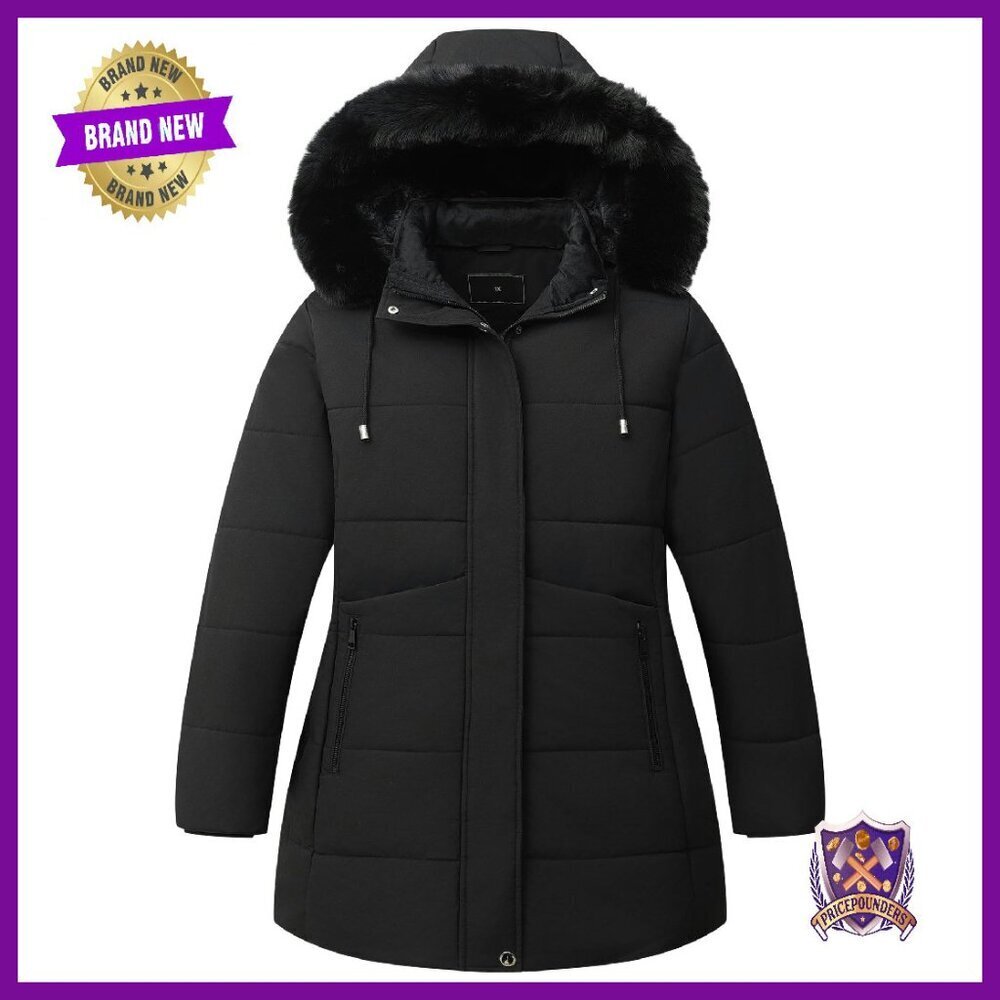 Plus Size Winter Down Parka Waterproof Detachable Hood Warm Jacket